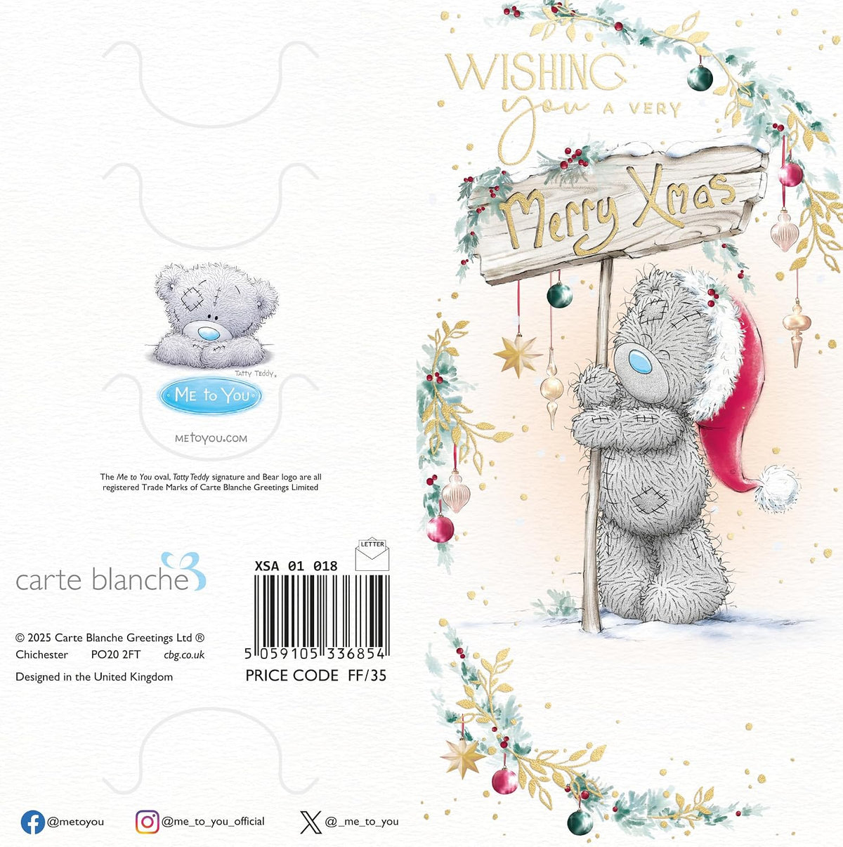 Bear With Wooden Sign Money Wallet Christmas Card