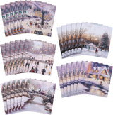 Ice Skating, Winter Activities Thomas Kinkade 30 Multipack 5 Designs Charity Christmas Cards