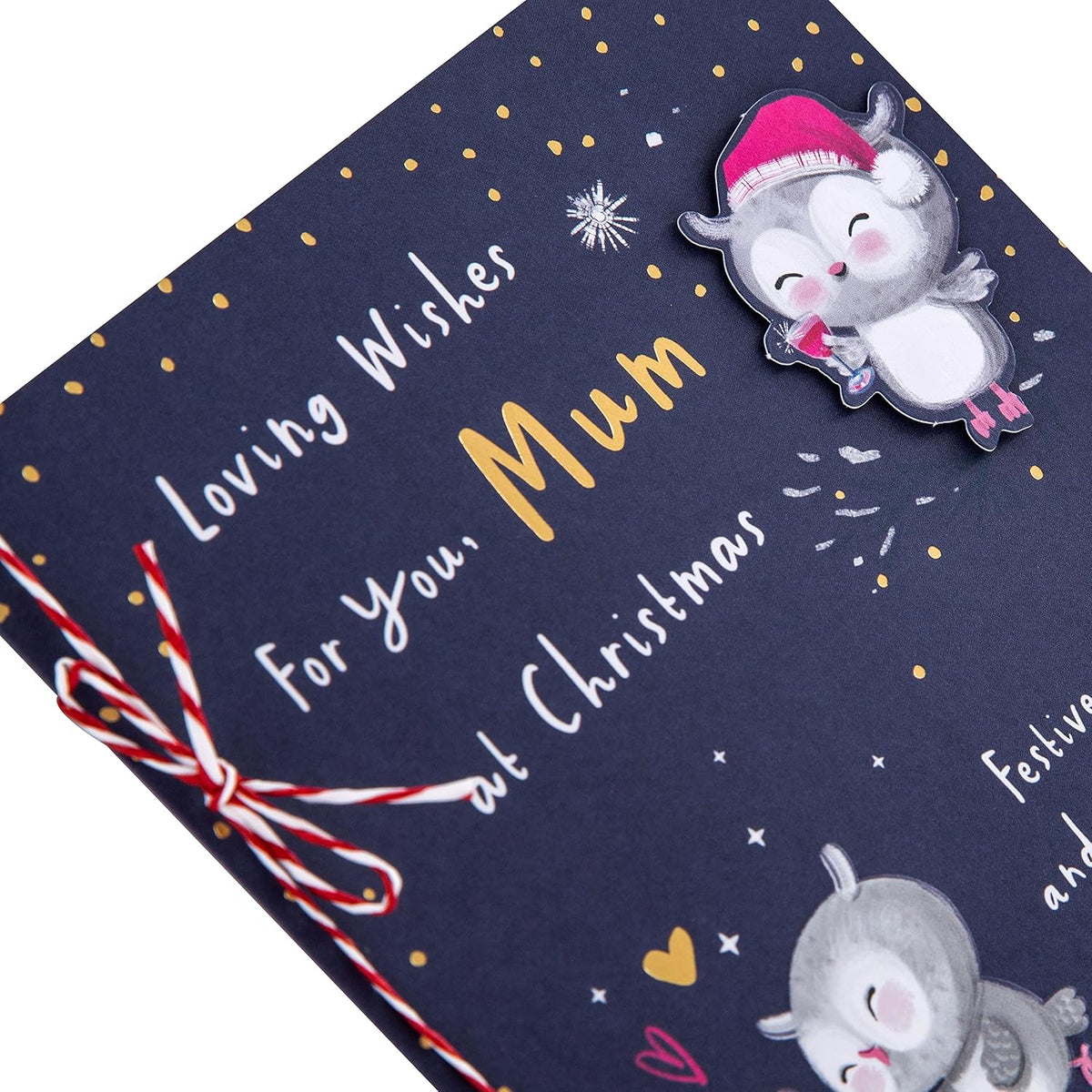 Cute Illustrated Owls Design Mum Christmas Card