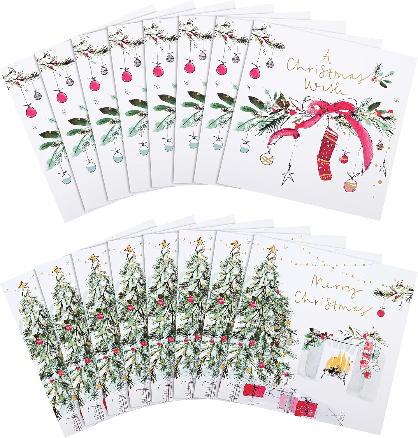 Contemporary Traditional Wish 16 Pack 2 Designs Charity Christmas Cards