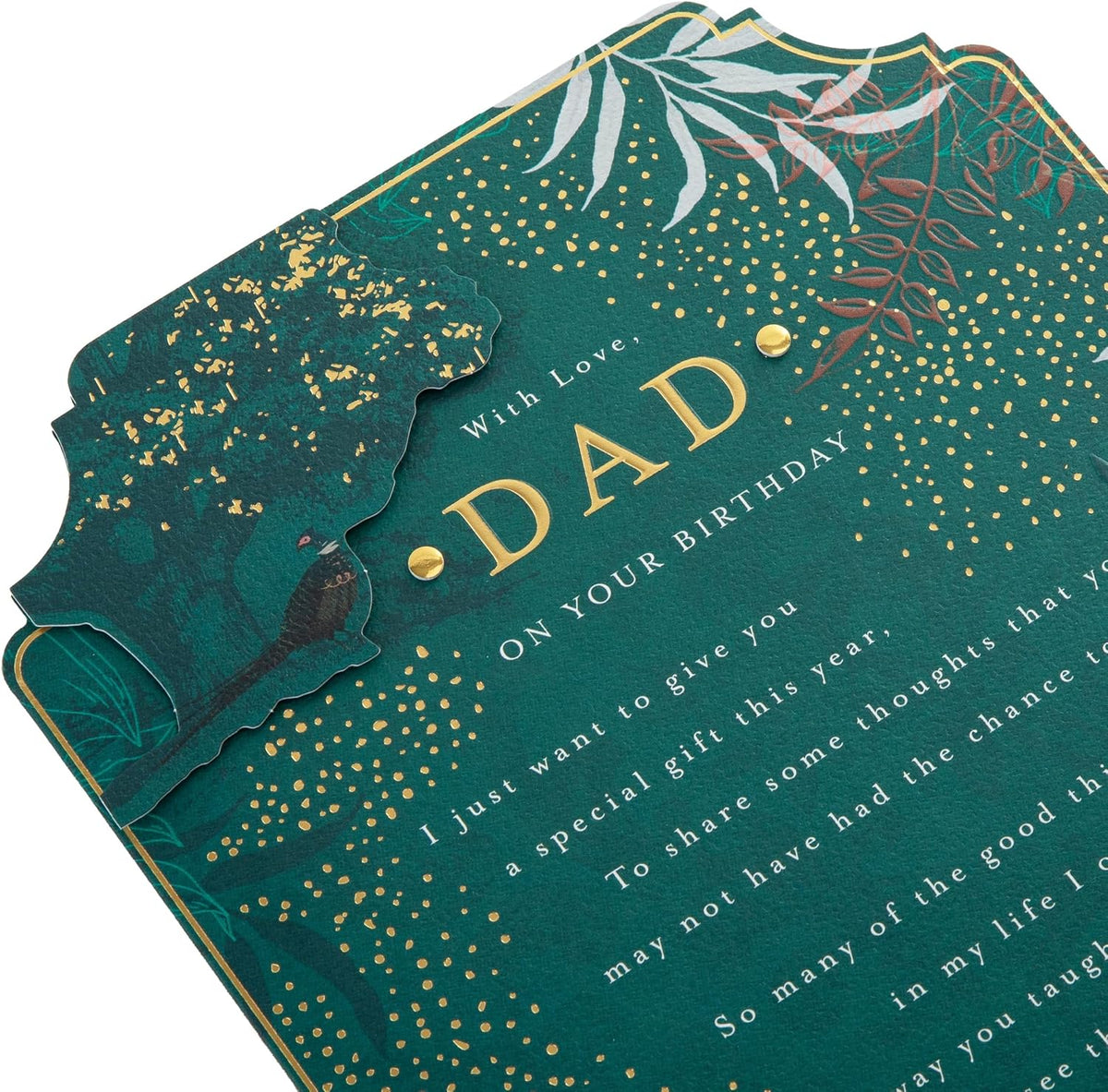 Green Traditional Floral Design with Heartfelt Verse Dad Birthday Card