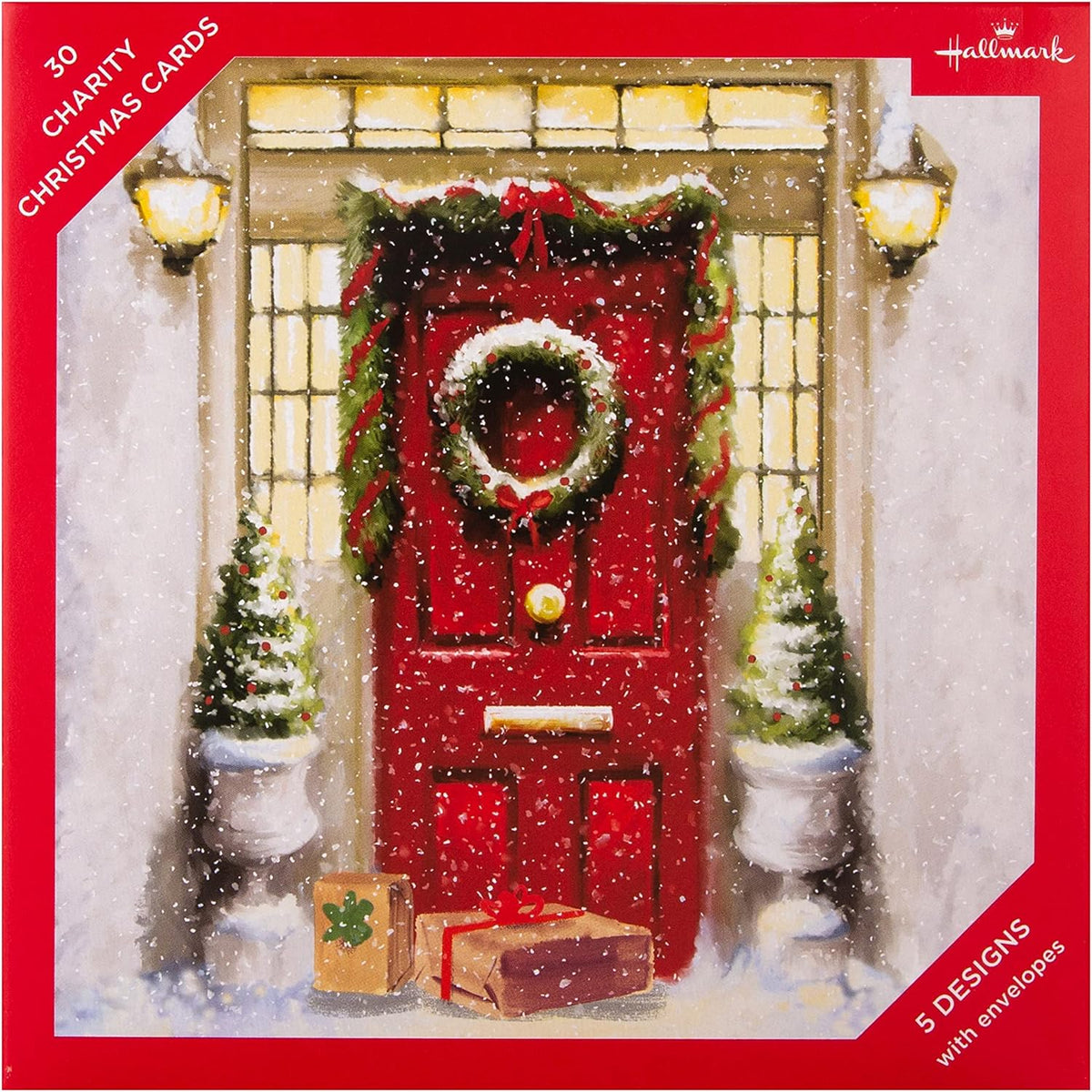Red Door, Wreath, Santa Claus, Thomas Kinkade 30 Multipack 5 Designs Charity Christmas Cards