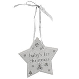 Bambino Baby's 1st Christmas Star Plaque Decoration with cute teddy bear icon