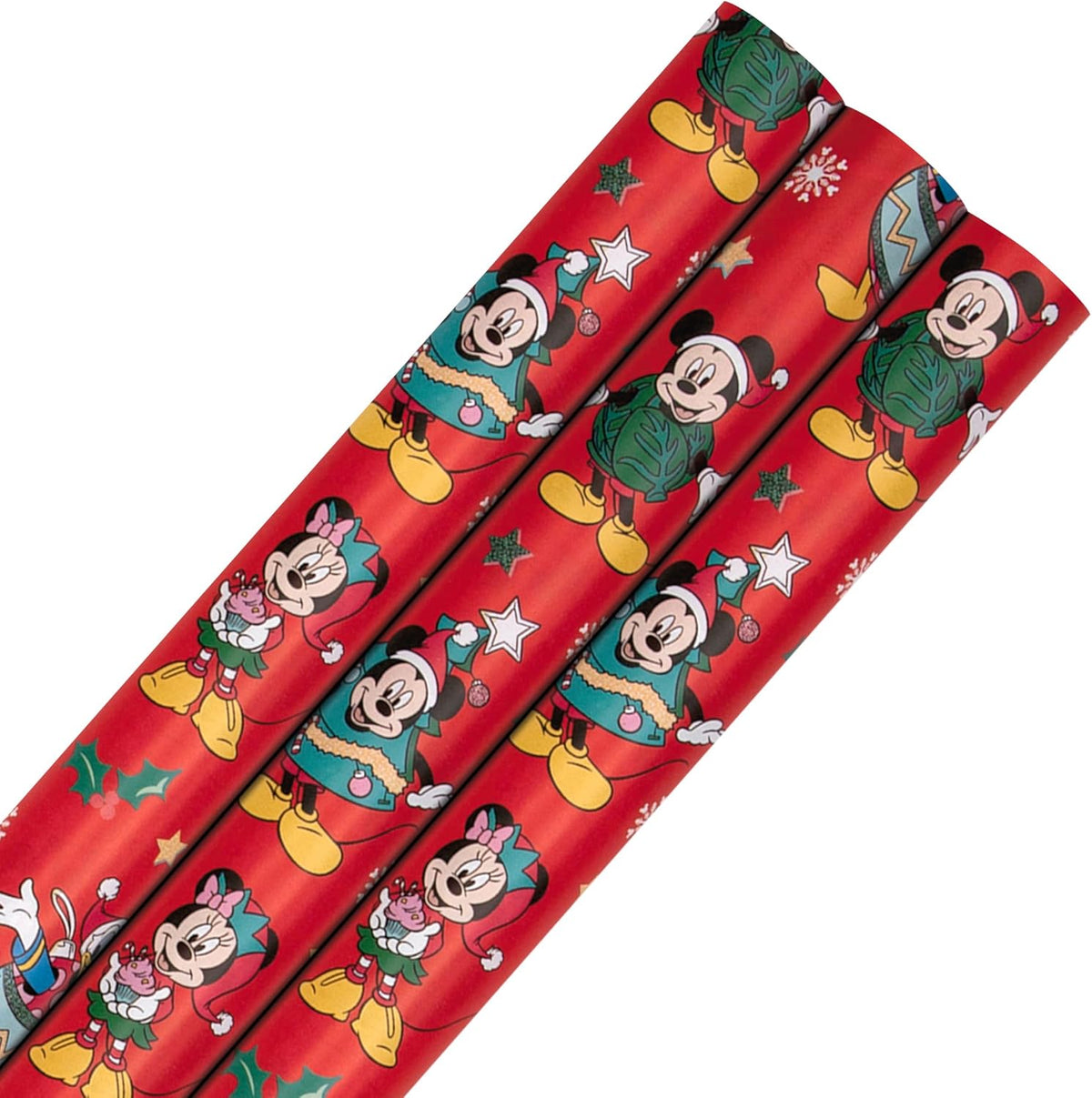 Disney Mickey & Minnie Mouse Design Pack of 3 Christmas Wrapping Paper 4M Each