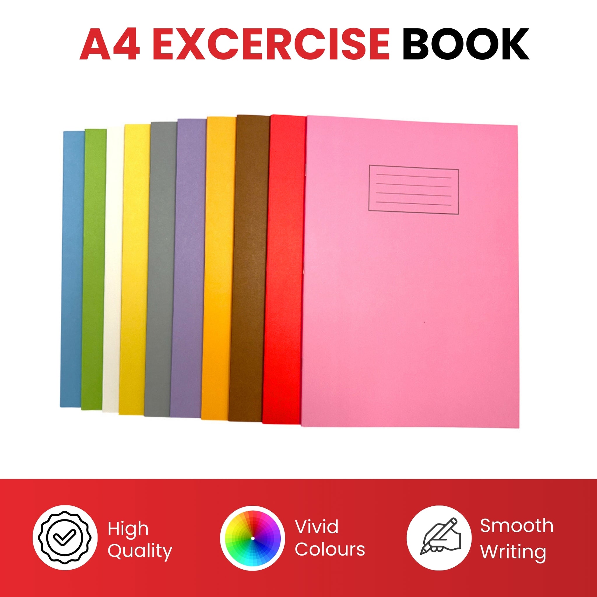 Pack of 10 Janrax A4 Assorted 80 Pages Feint and Ruled Exercise Books