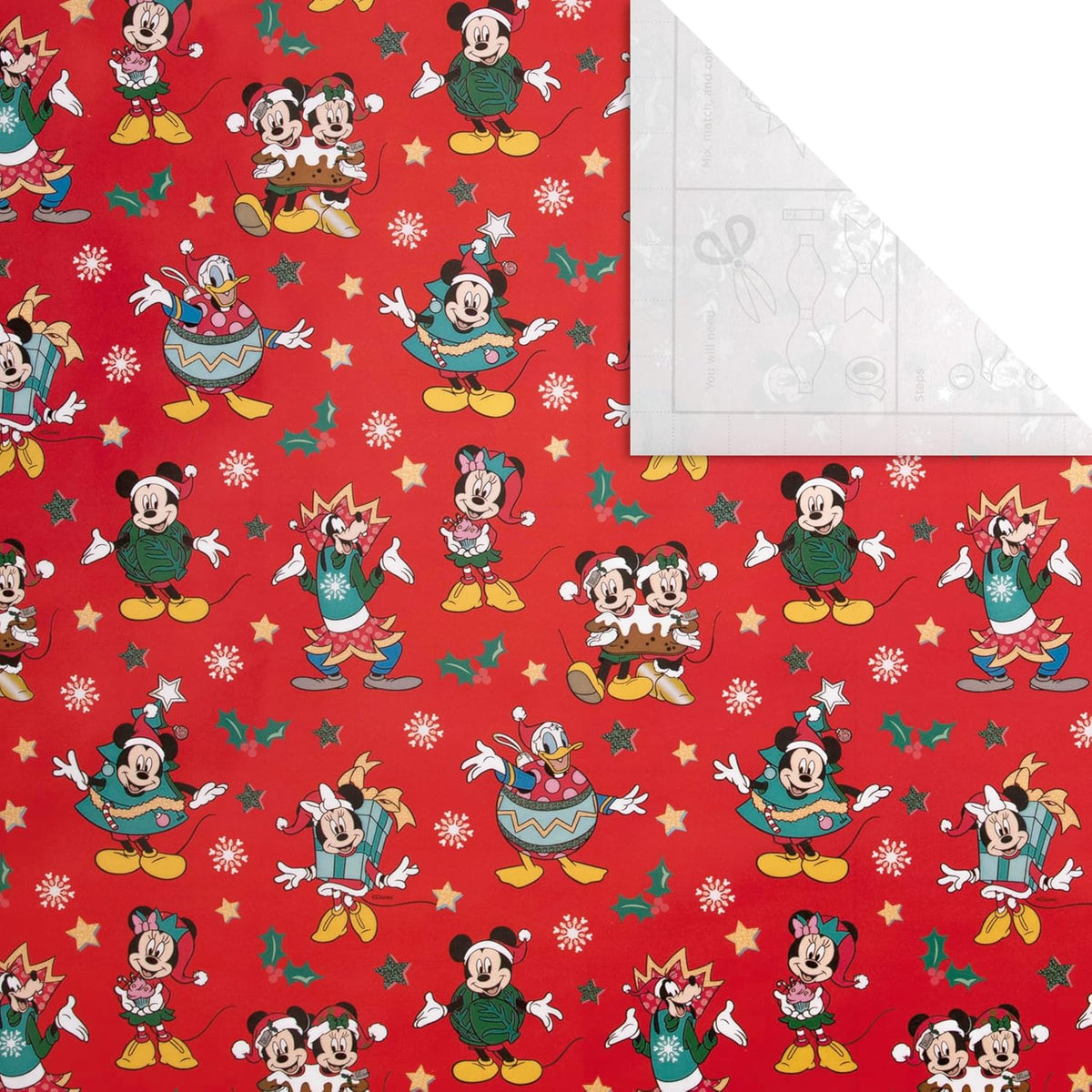 Disney Mickey & Minnie Mouse Design Pack of 3 Christmas Wrapping Paper 4M Each