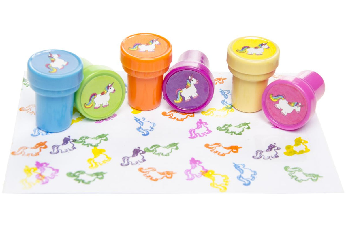 Pack of 12 Unicorn Stamps - Party Bags Rewards Crafting Activities