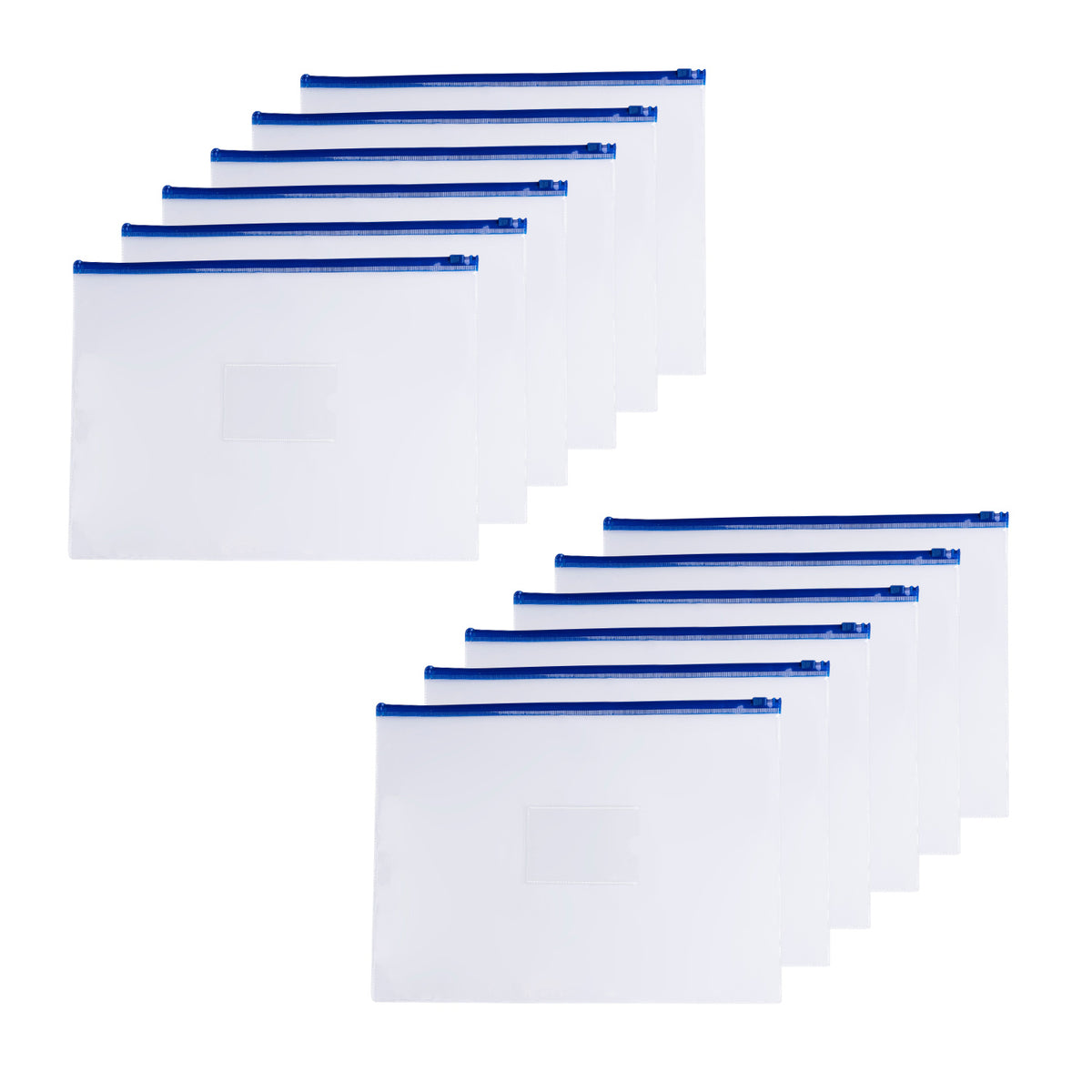 Pack of 12 A3 Blue Zip Zippy Bags - Janrax 708554
