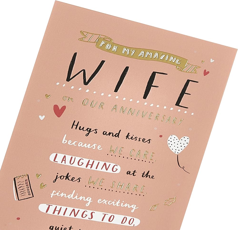 3 Fold Hand Lettering and Icons Design Wife Anniversary Card