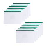 Pack of 12 A4 Clear Zippy Bags with Green Zip