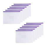 Pack of 12 A4 Clear Zippy Bags with Purple Zip