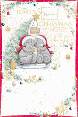 Bears Sat Together Holding Mugs Lovely Friend Christmas Card