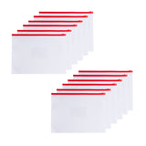 Pack of 12 A4+ Foolscap Clear Zippy Bags with Red Zip