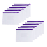 Pack of 12 A5 Clear Zippy Bags with Purple Zip