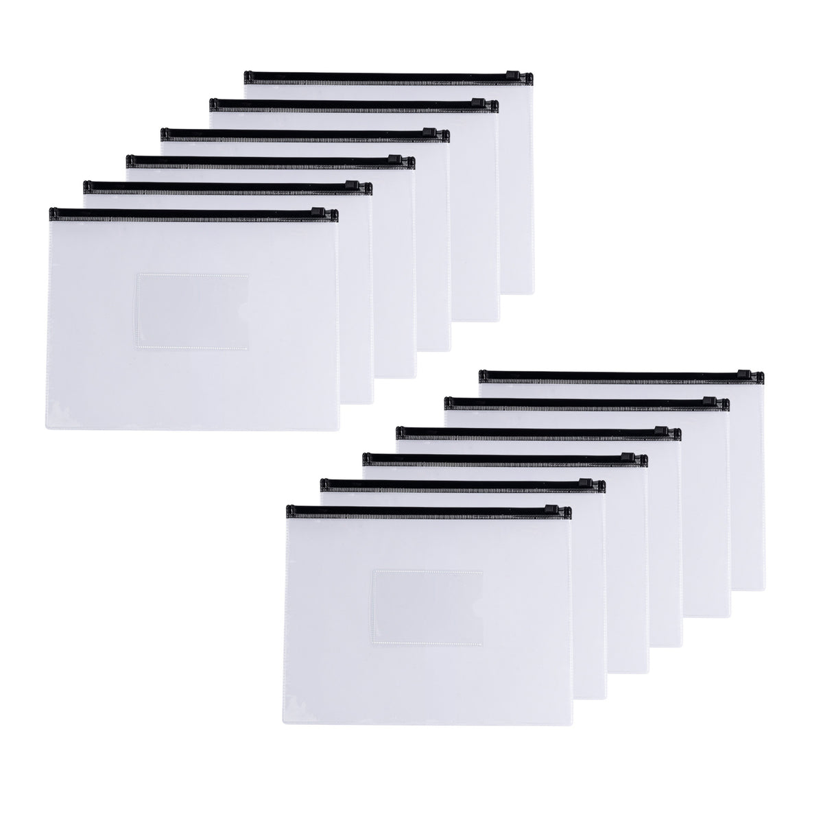 Pack of 12 A5 Black Zip Zippy Bags - Janrax 708527