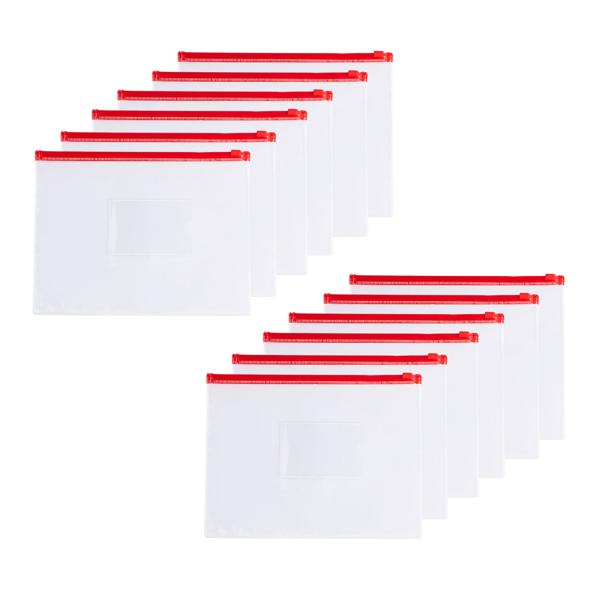 Pack of 12 A5 Red Zip Zippy Bags - Janrax 708523