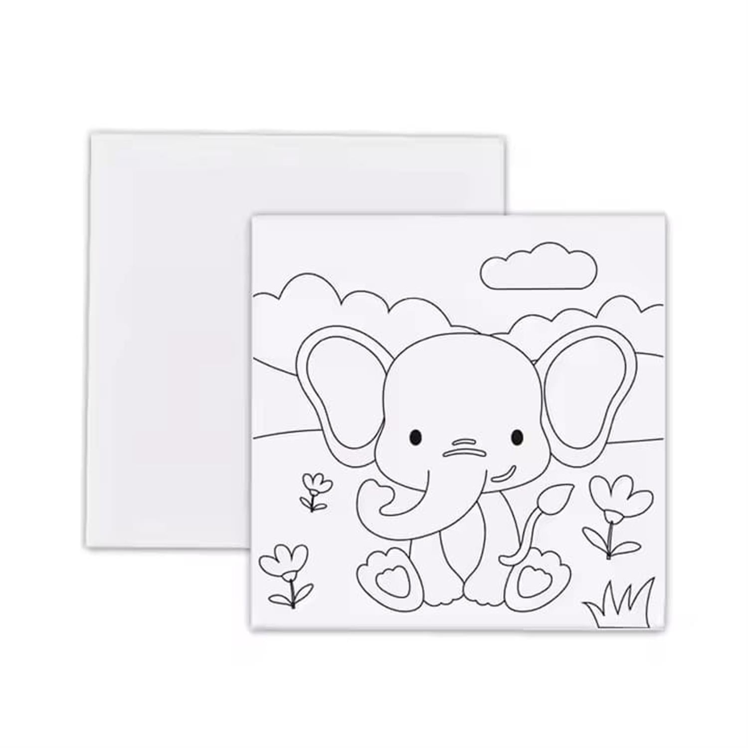 20 x 20cm Pre Drawn Outline Canvas Paint For Kids