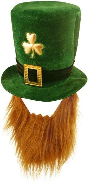 Hat Shamrock Velvet with Beard Deluxe Adult