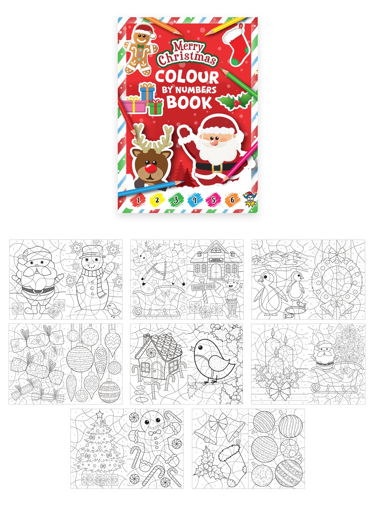 Single Mini Christmas Colour-By-Numbers Colouring Book