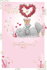 Bear With Heart Shaped Plant Wife Valentine's Day Card {DC}