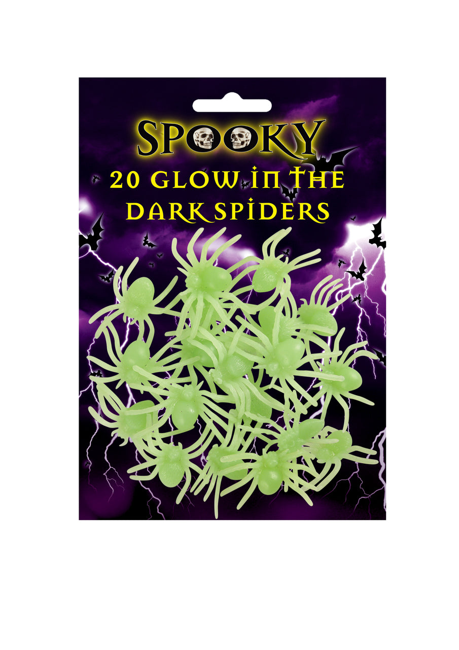 Pack of 20 Glow In Dark Spiders 5cm