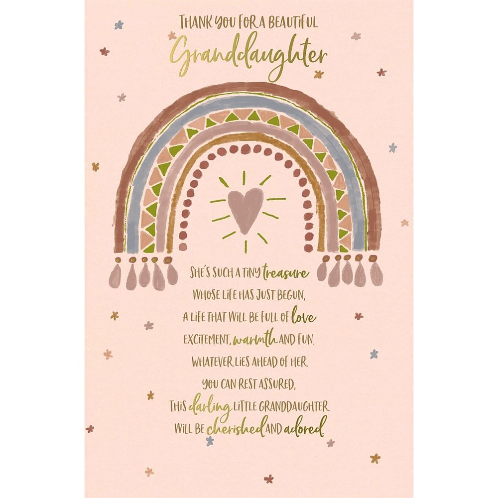 Thank You for a Beautiful Baby Granddaughter Card Rainbow Design