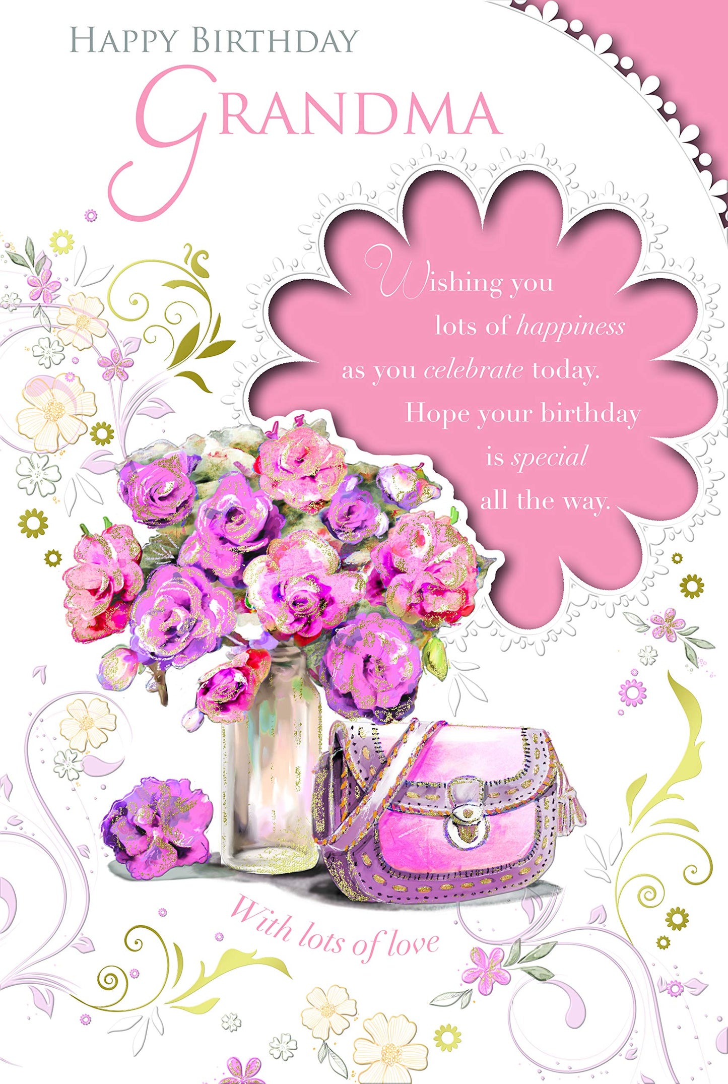 Happy Birthday Grandma Flower Pot Design Celebrity Style Card