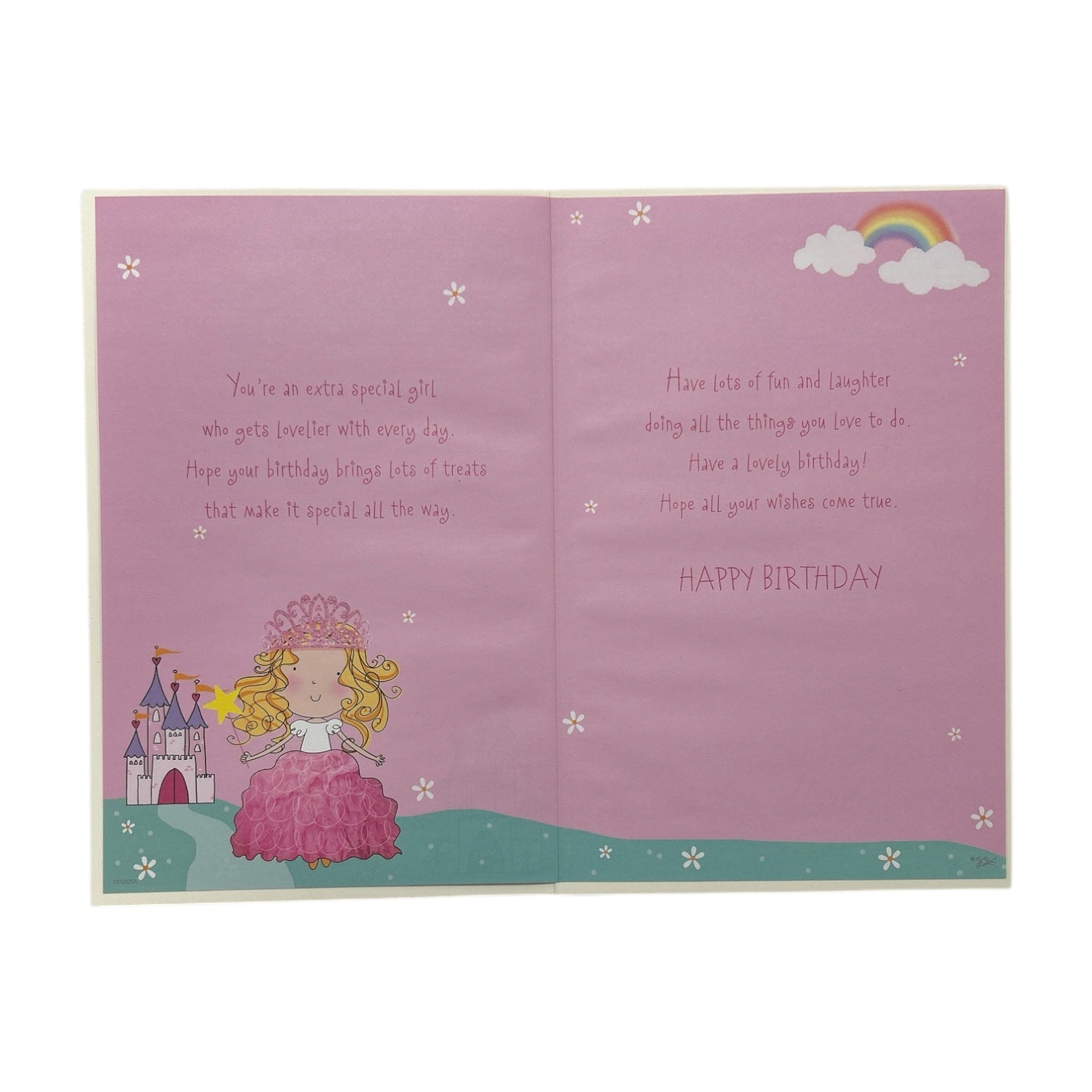 Daughter Age 4 Princess With Magic Wand Juvenile Birthday Card With Badge 4th