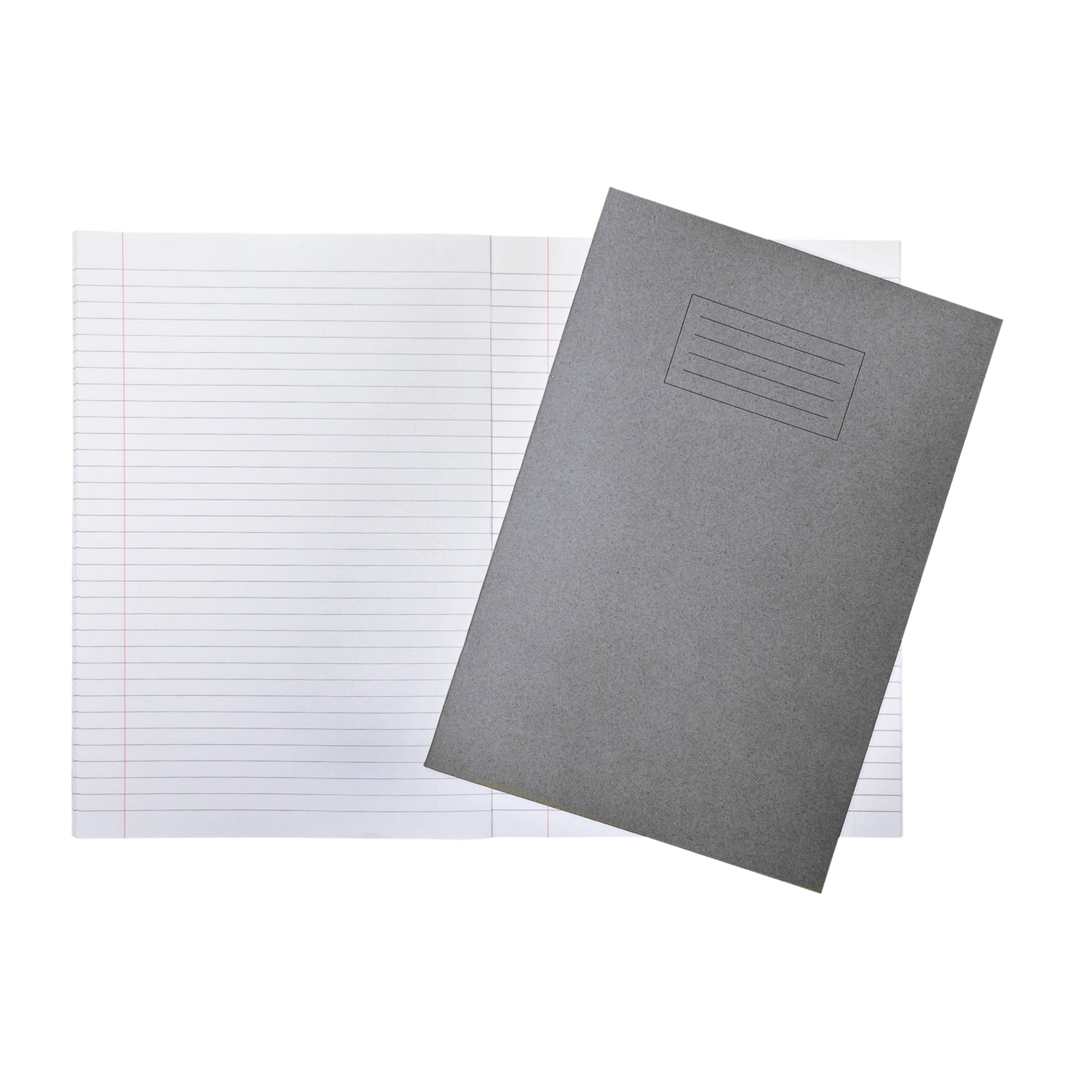 Janrax A4 Grey 80 Page Feint Ruled with Margin Exercise Book WF Paper with 225gsm Manilla Cover