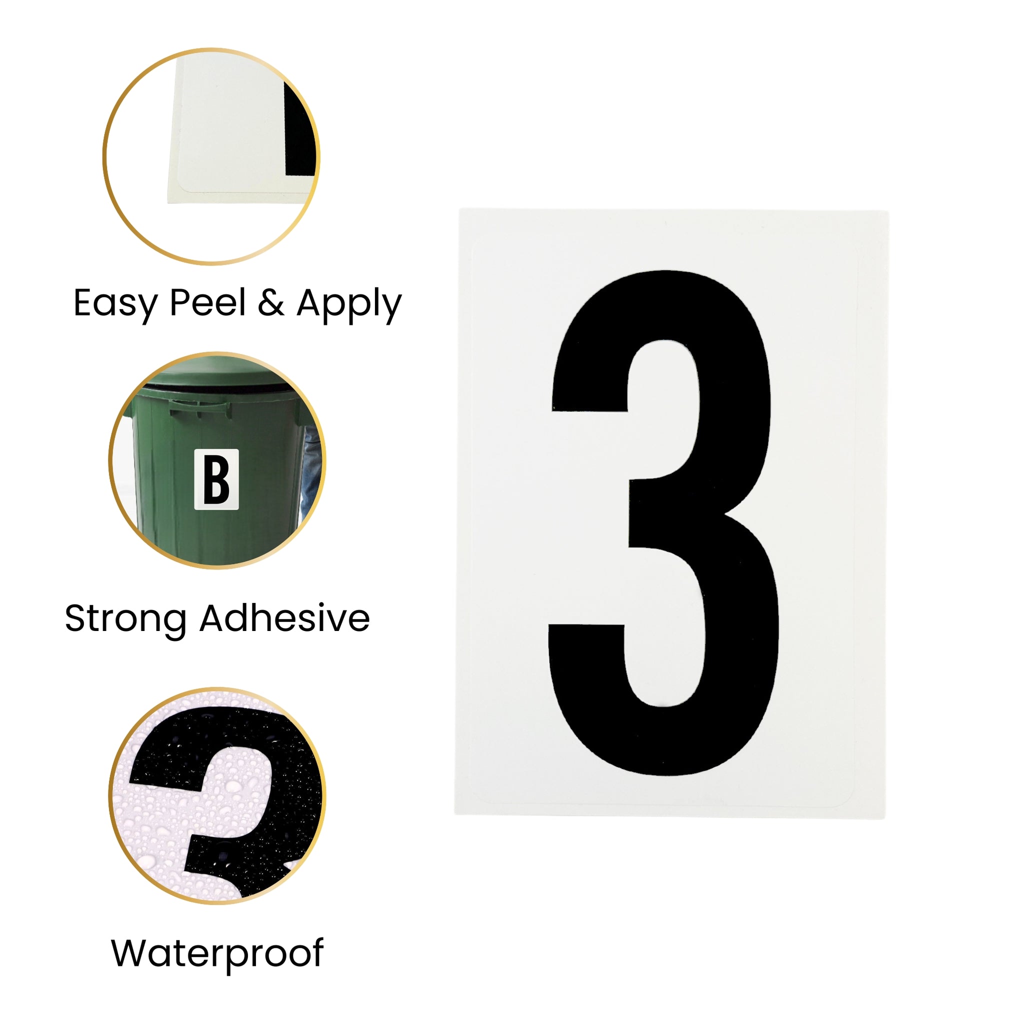 Waterproof Wheelie Bin Black Letter B Sticker