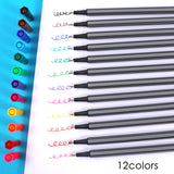 Pack of 12 Colour Art Drawing Fineliner Marker Pens