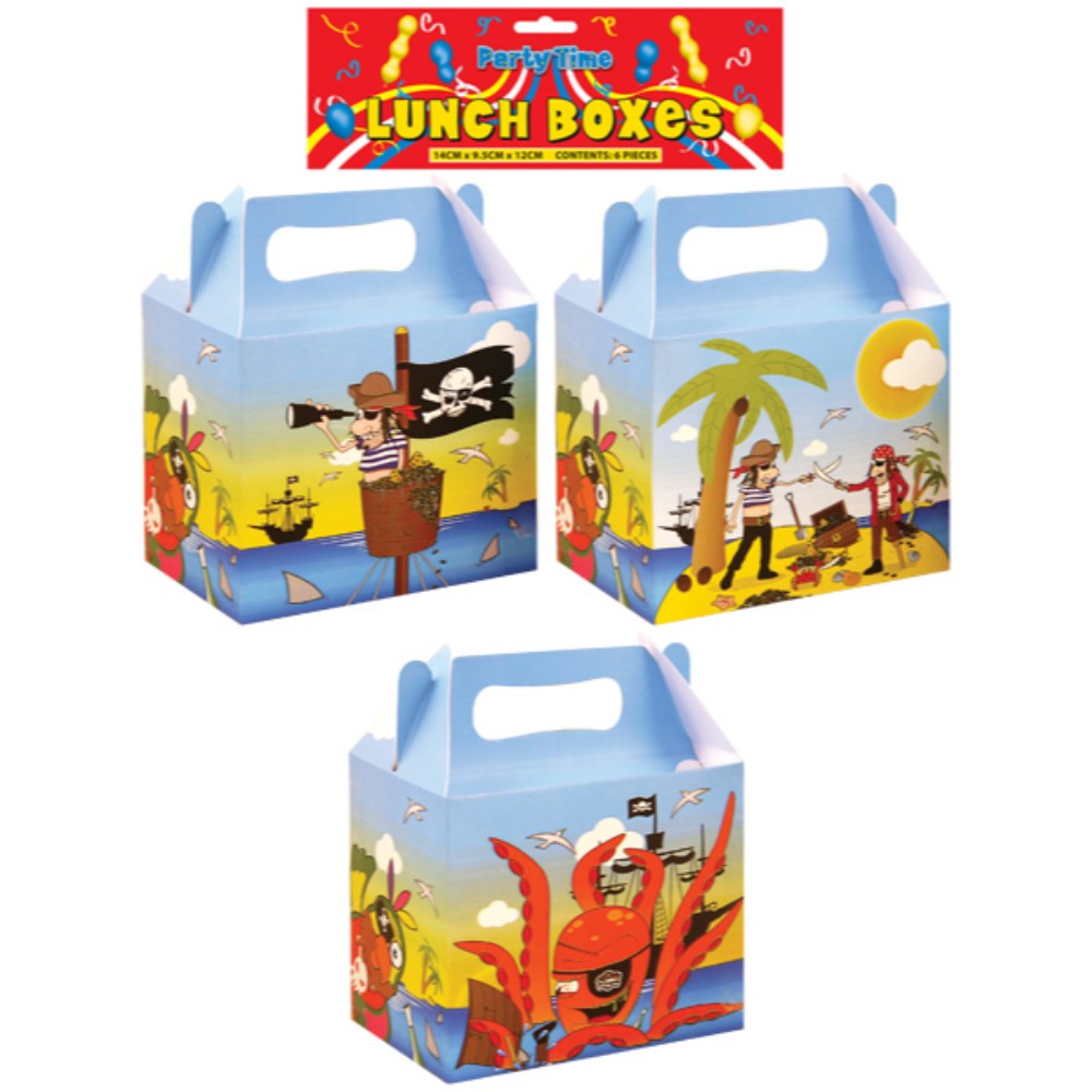 Pack of 6 Pirate Design Lunch Boxes {DC}