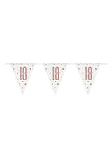 9ft Birthday Rose Gold Glitz Number 18 Prism Pennant Banner