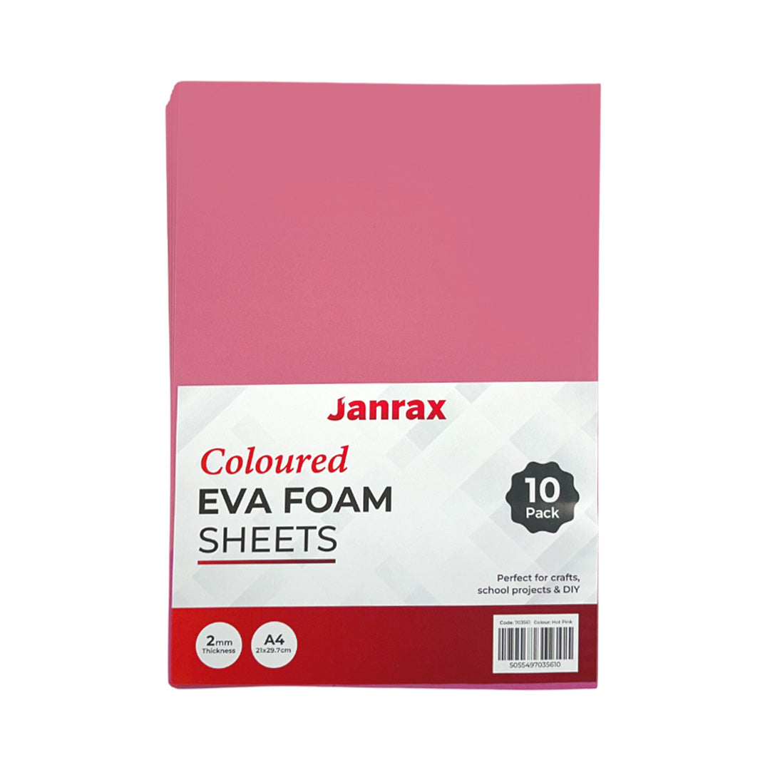 Pack of 10 A4 Pink Coloured EVA Foam Sheets