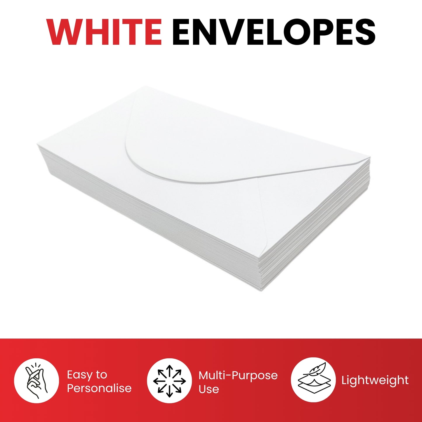 Pack of 50 White 100gsm 113x113mm Gummed Envelopes