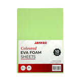 Pack of 10 A4 Light Green Coloured EVA Foam Sheets