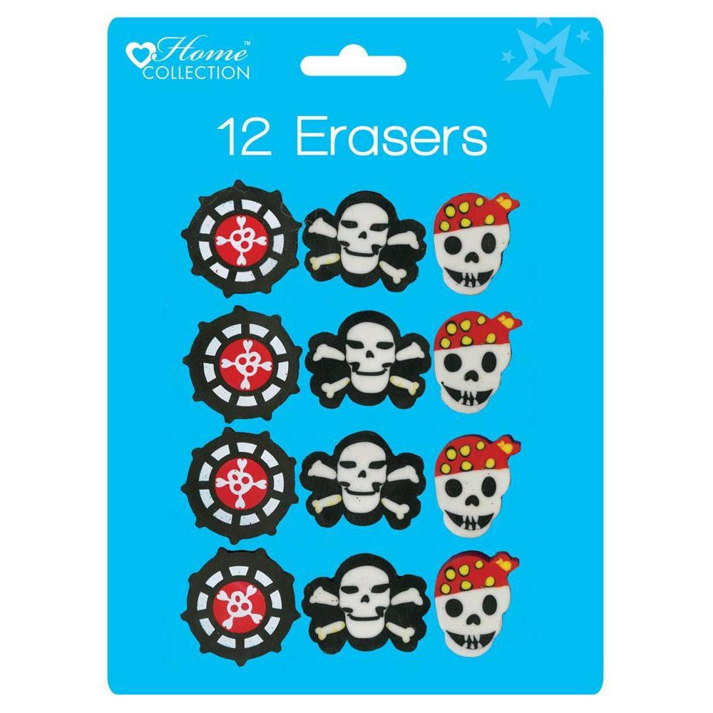 Pack of 12 Pirates Erasers- 3 Assorted Designs {DC}