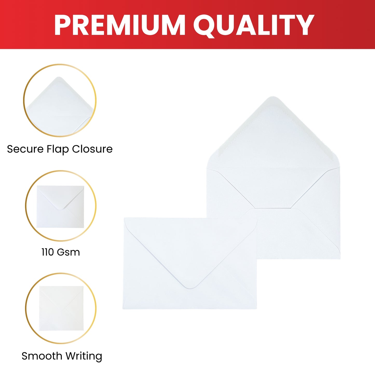 Pack of 50 White 100gsm 114x162mm–C6 Gummed Envelopes