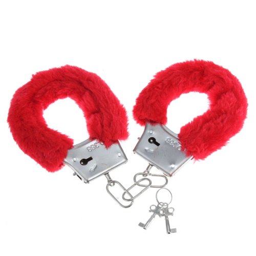 Red Furry Handcuffs and Keys - Hen Party, Role Play