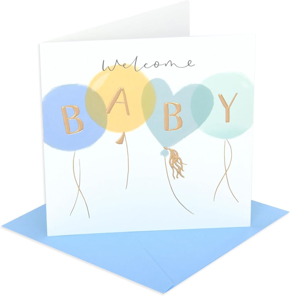 New Baby Boy Congratulations Card Balloons Design 