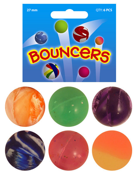 Pack of 6 Assorted Colours Bouncy Jet Balls 2.5cm