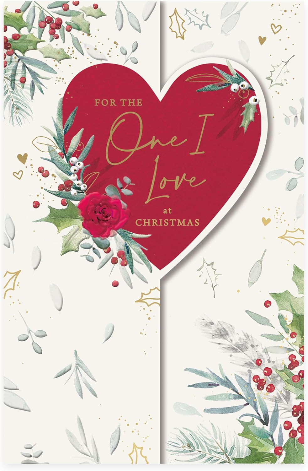 Heart and Flowers Design One I Love Christmas Card