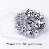 Pack of 500 Pieces Assorted Size Self-Adhesive Googly Wiggle Eyes