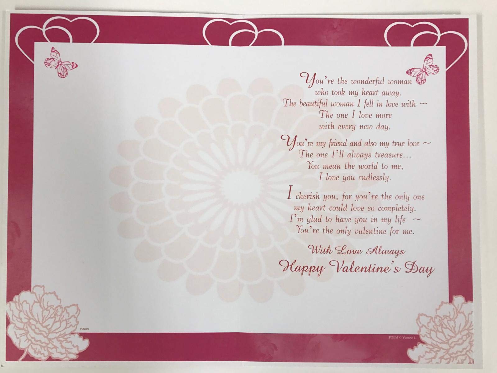 Woman I Love Sentimental Verse Double Love Heart Valentine's Day Card