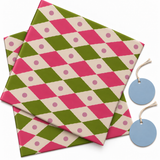 Pack of 2 Spring Diamonds Design 50 x 70 cm Gift Wrap Sheets with 2 Tags - Christmas Birthdays Kids Party Holiday Gifting