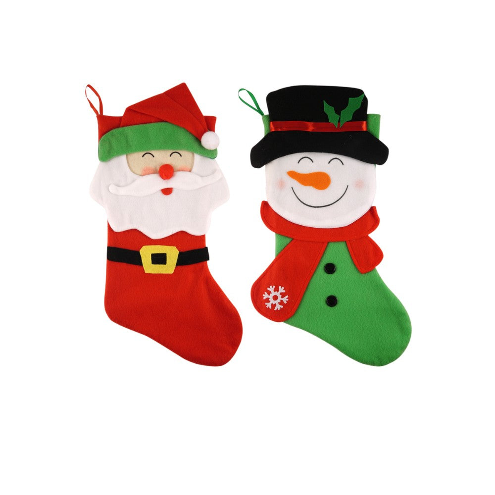 Snowman Santa Design Christmas Stocking 48cm {DC}