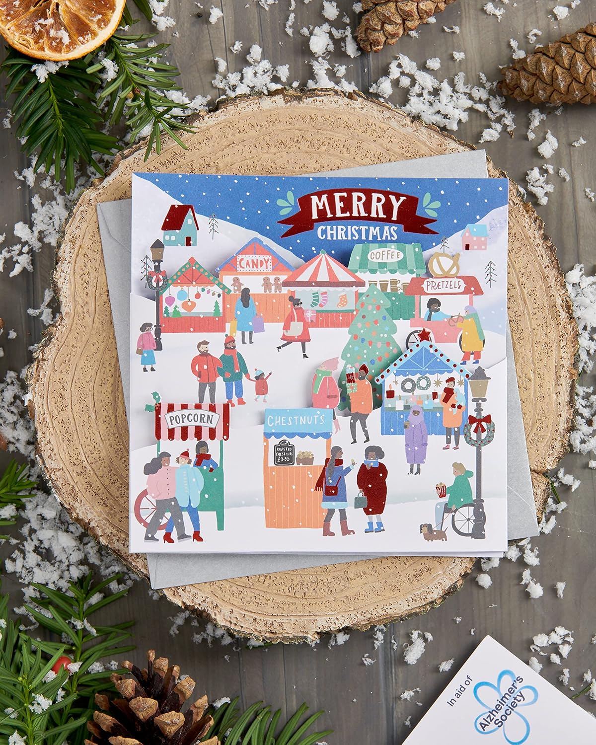 Multipack of 8 Christmas Market Design Christmas Cards With Envelopes