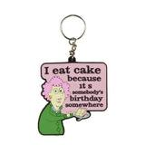 Aunty Acid Rubber Keyring I Eat Cake Christmas All Occasion Humour {DNL EBAY}