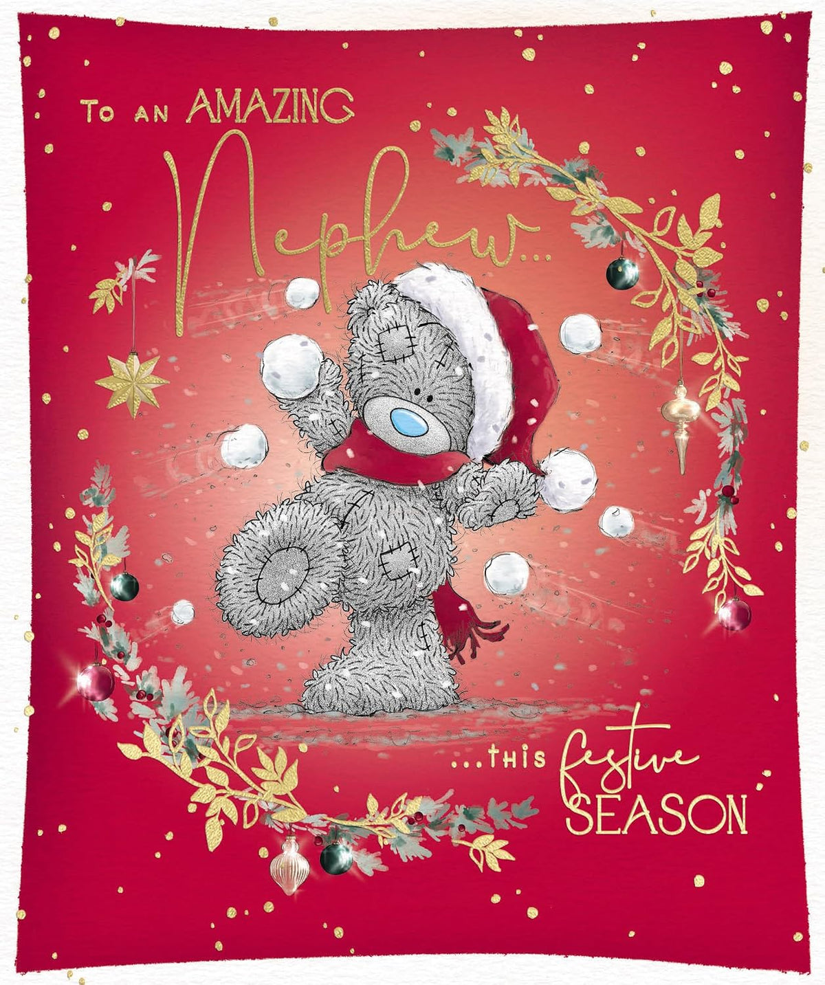 Bear With Snowball Amazing Nephew Christmas Card