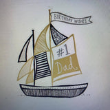 Hotchpotch Greetings Card Three 60 Dad Birthday Yacht {DC}